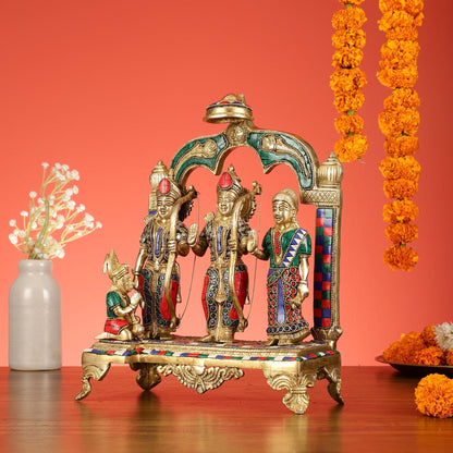 Divine Brass Ram Darbar with Natural Stone Dressing - 13 Inches