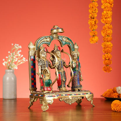 Divine Brass Ram Darbar with Natural Stone Dressing - 13 Inches