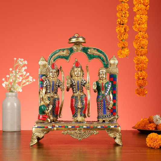Divine Brass Ram Darbar with Natural Stone Dressing - 13 Inches