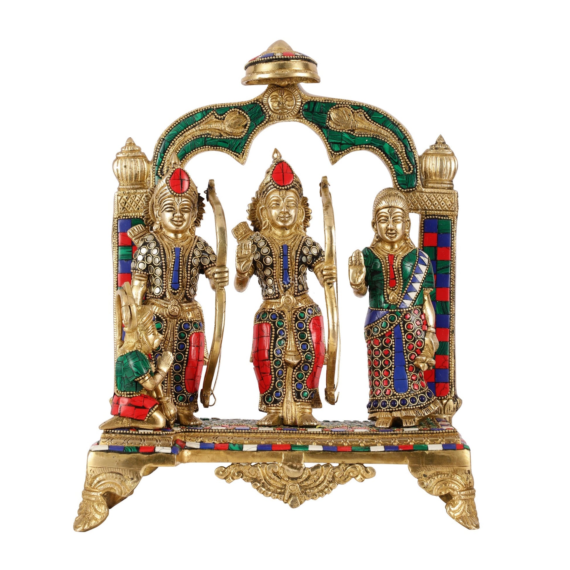 Divine Brass Ram Darbar with Natural Stone Dressing - 13 Inches