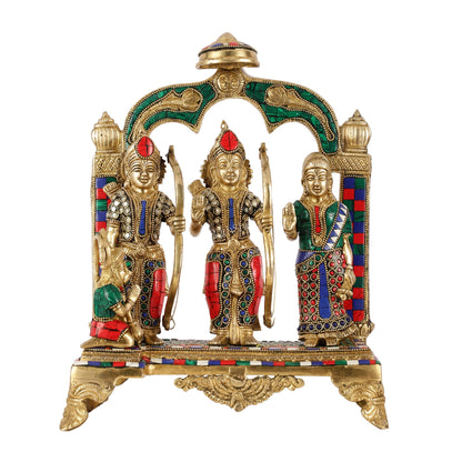 Divine Brass Ram Darbar with Natural Stone Dressing - 13 Inches