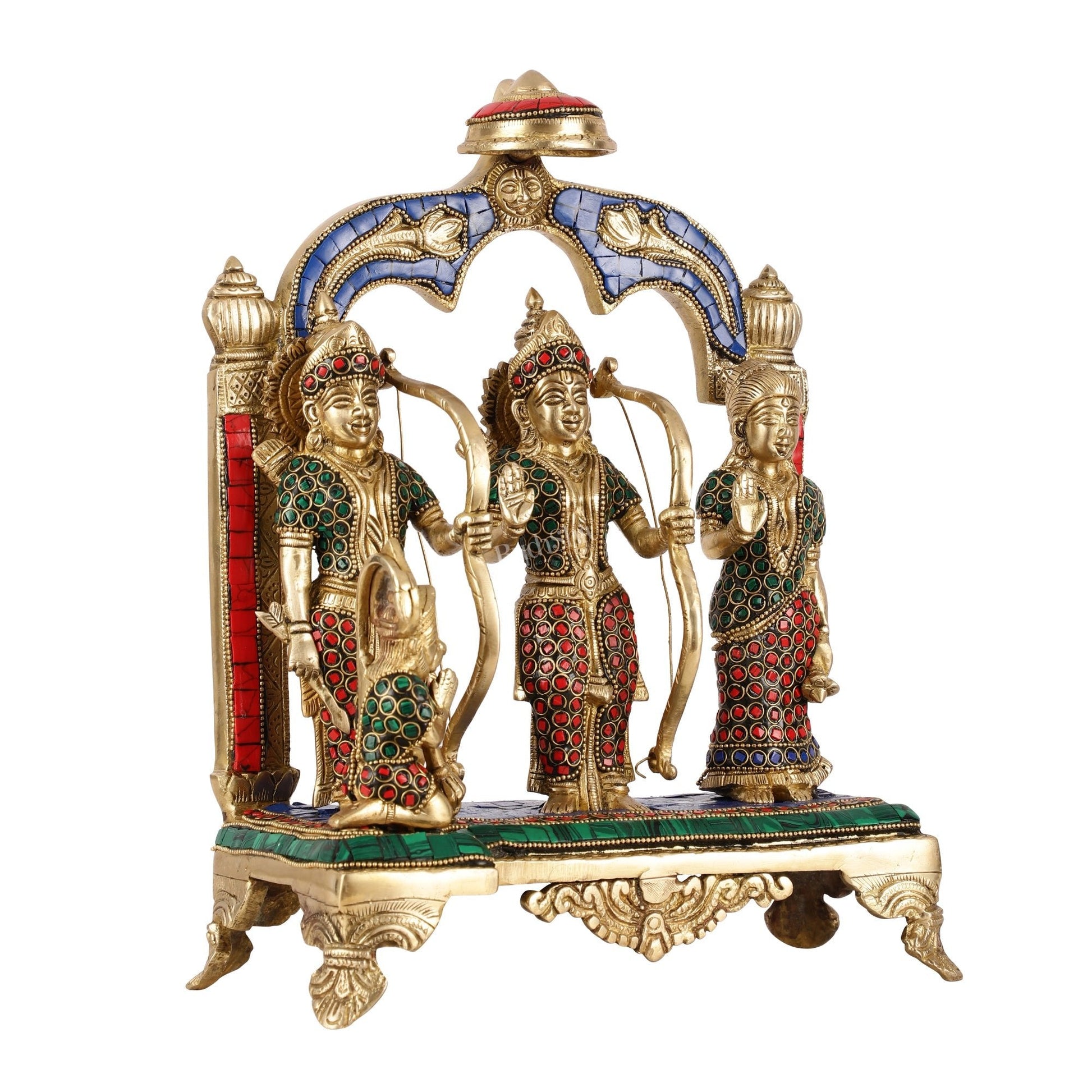 Divine Brass Ram Darbar with Natural Stone Dressing - 13 Inches