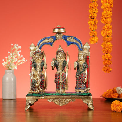 Divine Brass Ram Darbar with Natural Stone Dressing - 13 Inches