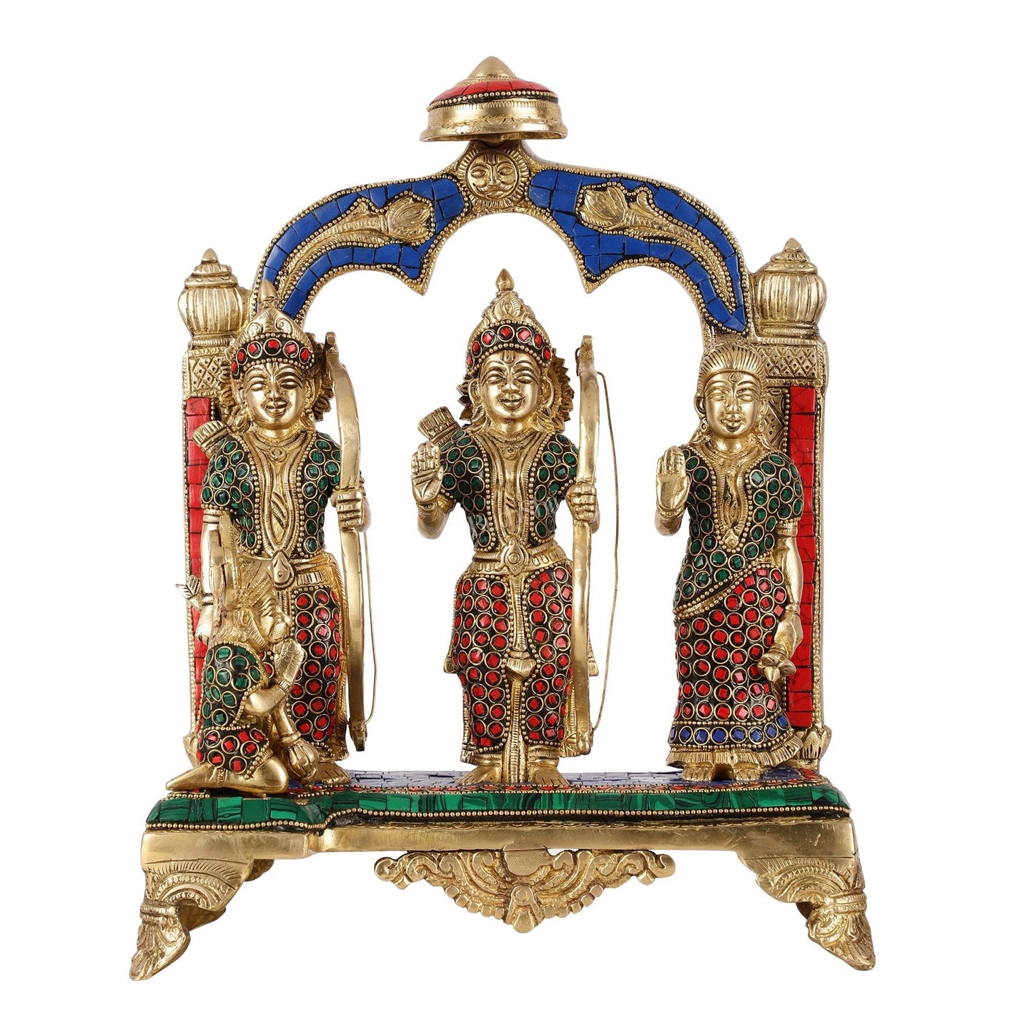 Divine Brass Ram Darbar with Natural Stone Dressing - 13 Inches