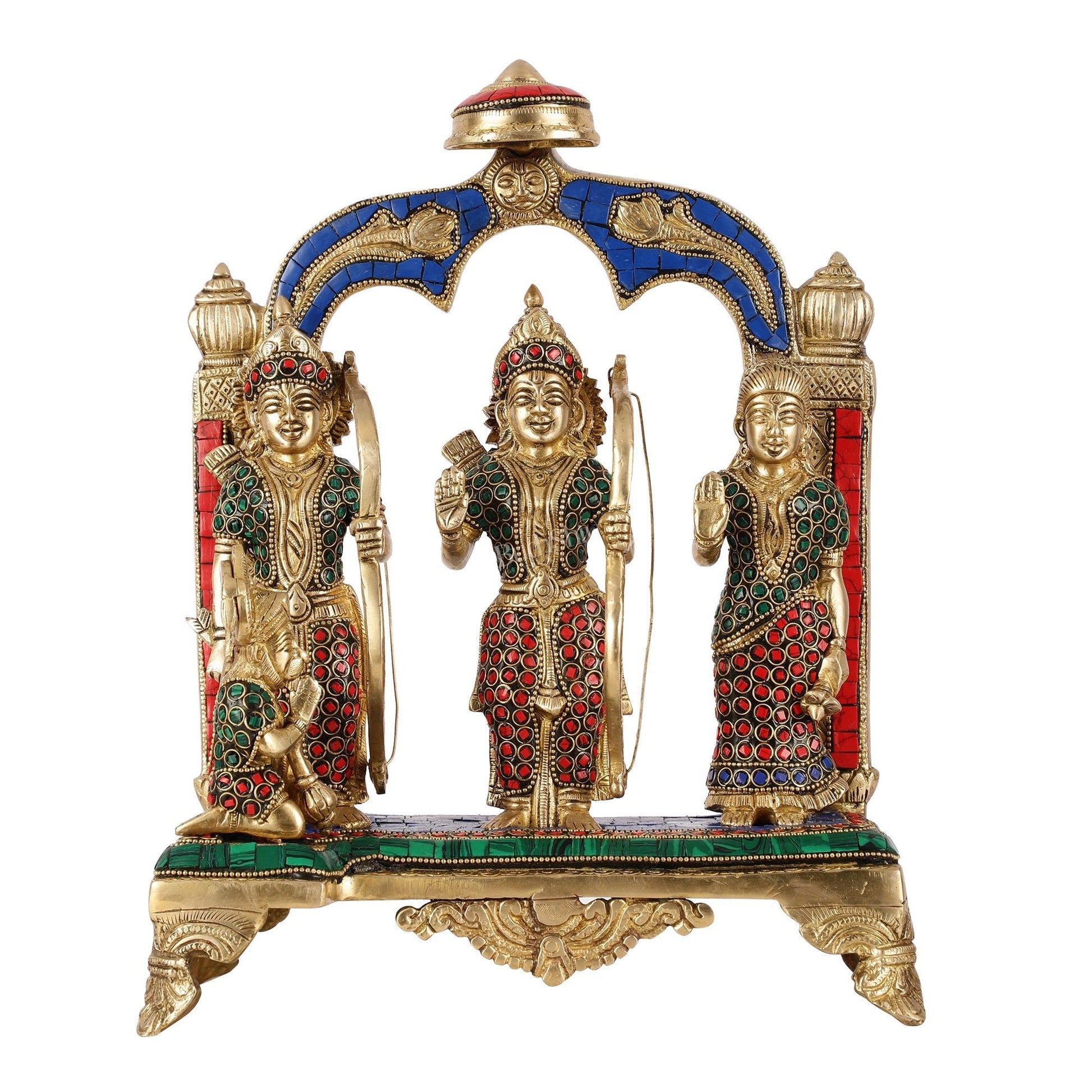 Divine Brass Ram Darbar with Natural Stone Dressing - 13 Inches
