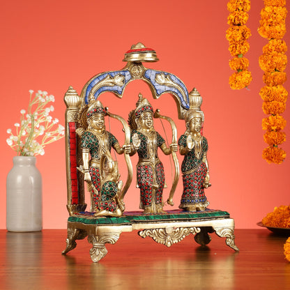 Divine Brass Ram Darbar with Natural Stone Dressing - 13 Inches