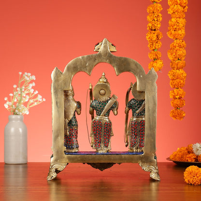 Divine Brass Ram Darbar with Natural Stone Dressing - 13 Inches