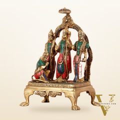 Divine Brass Ram Darbar with Natural Stone Dressing - 13.5 Inches