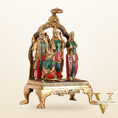 Divine Brass Ram Darbar with Natural Stone Dressing - 13.5 Inches
