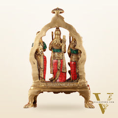 Divine Brass Ram Darbar with Natural Stone Dressing - 13.5 Inches