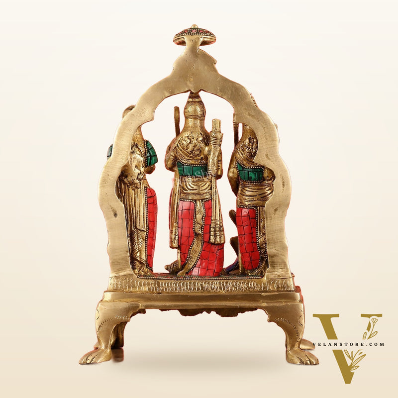Divine Brass Ram Darbar with Natural Stone Dressing - 13.5 Inches
