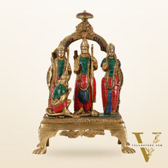 Divine Brass Ram Darbar with Natural Stone Dressing - 13.5 Inches