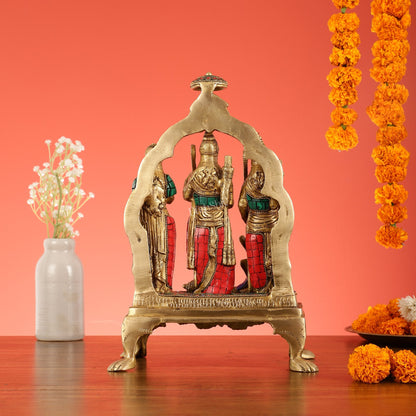 Divine Brass Ram Darbar with Natural Stone Dressing - 13.5 Inches