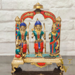 Divine Brass Ram Darbar with Natural Stonework - 13 Inches