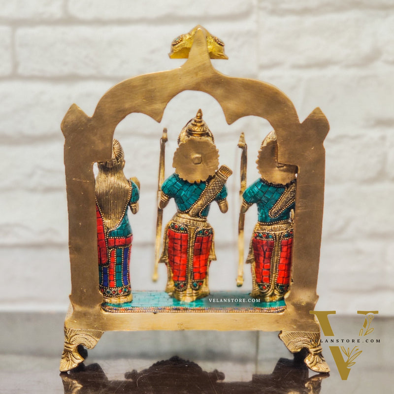 Divine Brass Ram Darbar with Natural Stonework - 13 Inches