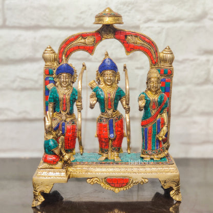 Divine Brass Ram Darbar with Natural Stonework - 13 Inches