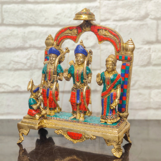 Divine Brass Ram Darbar with Natural Stonework - 13 Inches