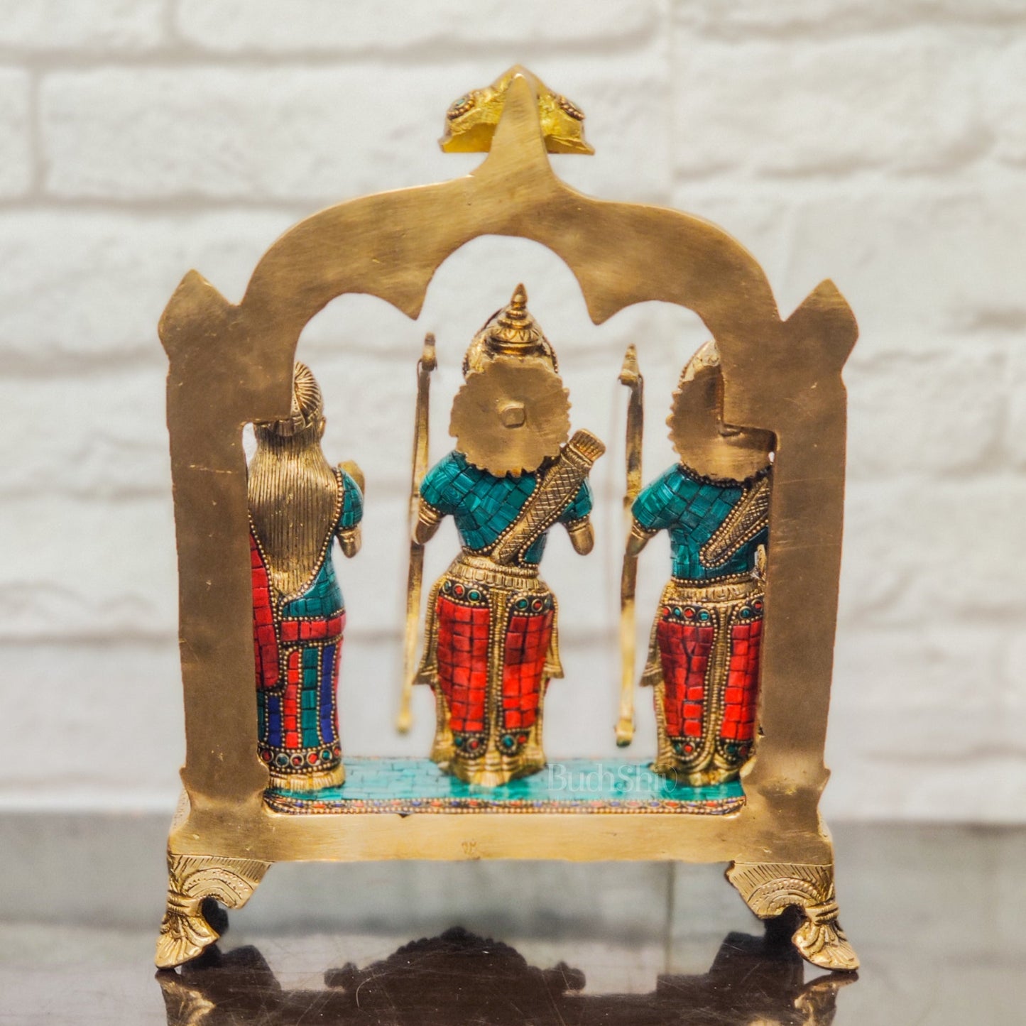 Divine Brass Ram Darbar with Natural Stonework - 13 Inches