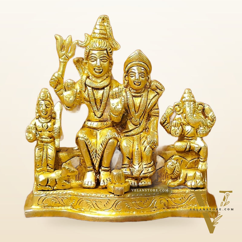 Divine Brass Shiv Parivar Statue 4"