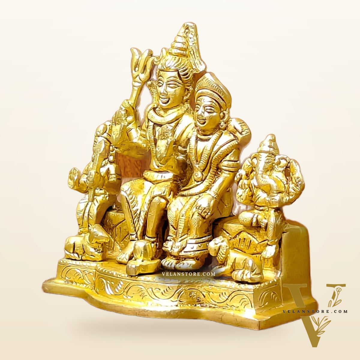 Divine Brass Shiv Parivar Statue 4"