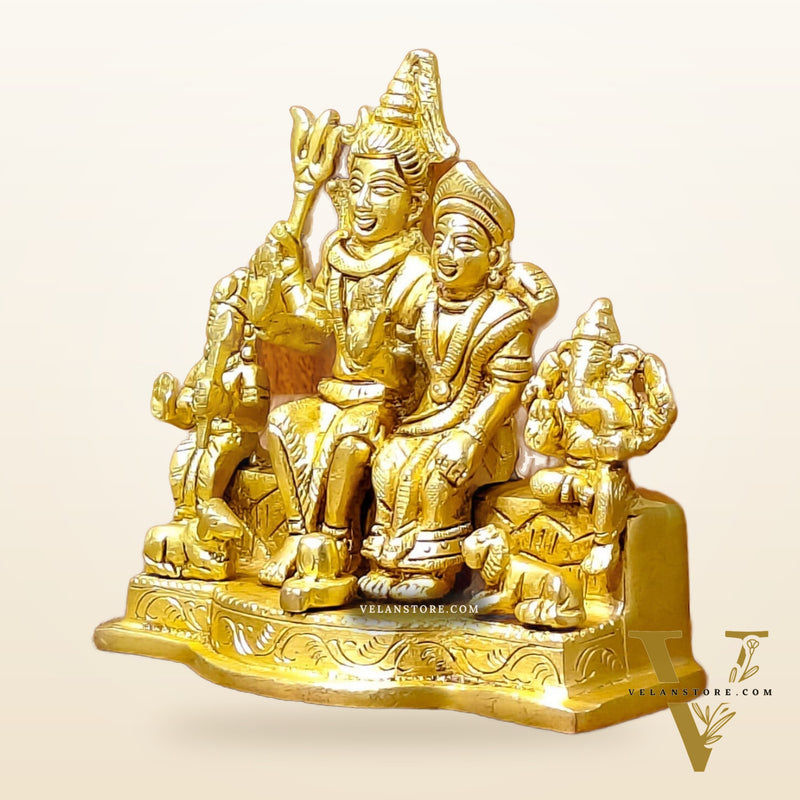 Divine Brass Shiv Parivar Statue 4"