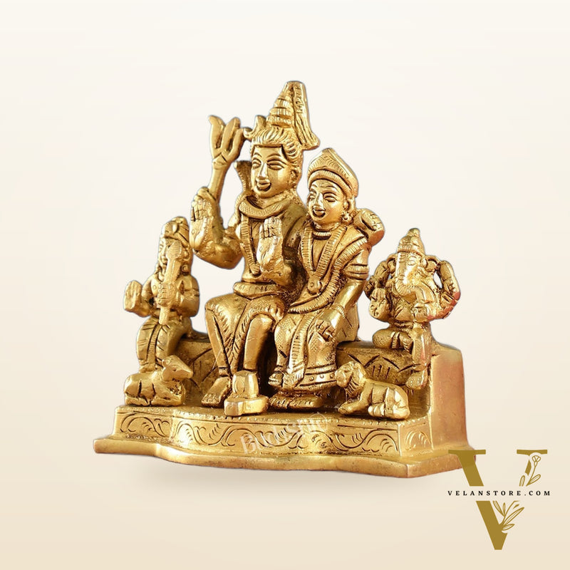 Divine Brass Shiv Parivar Statue 4"