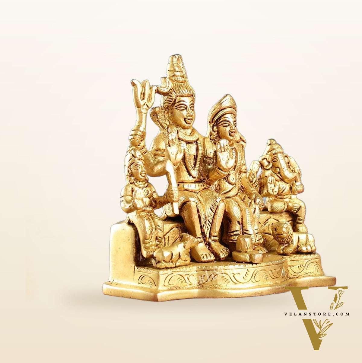 Divine Brass Shiv Parivar Statue 4"