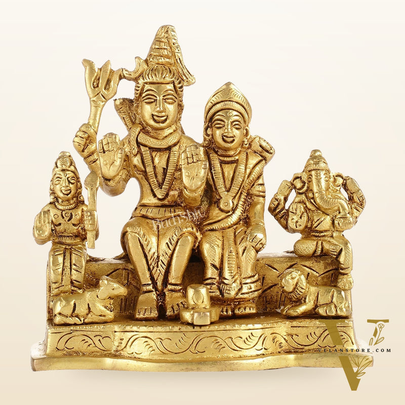 Divine Brass Shiv Parivar Statue 4"