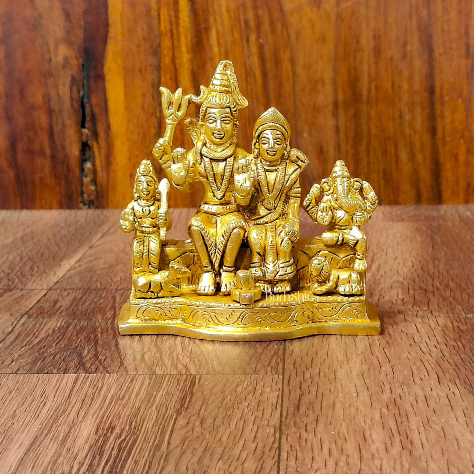 Divine Brass Shiv Parivar Statue 4"