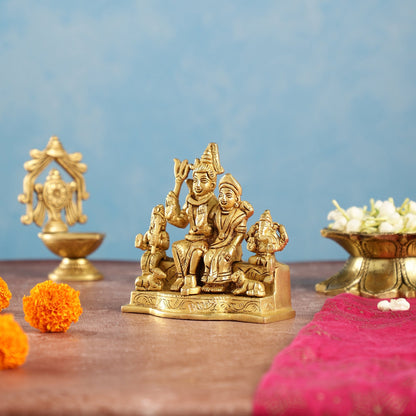 Divine Brass Shiv Parivar Statue 4"