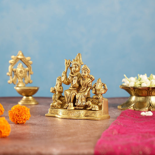 Divine Brass Shiv Parivar Statue 4"