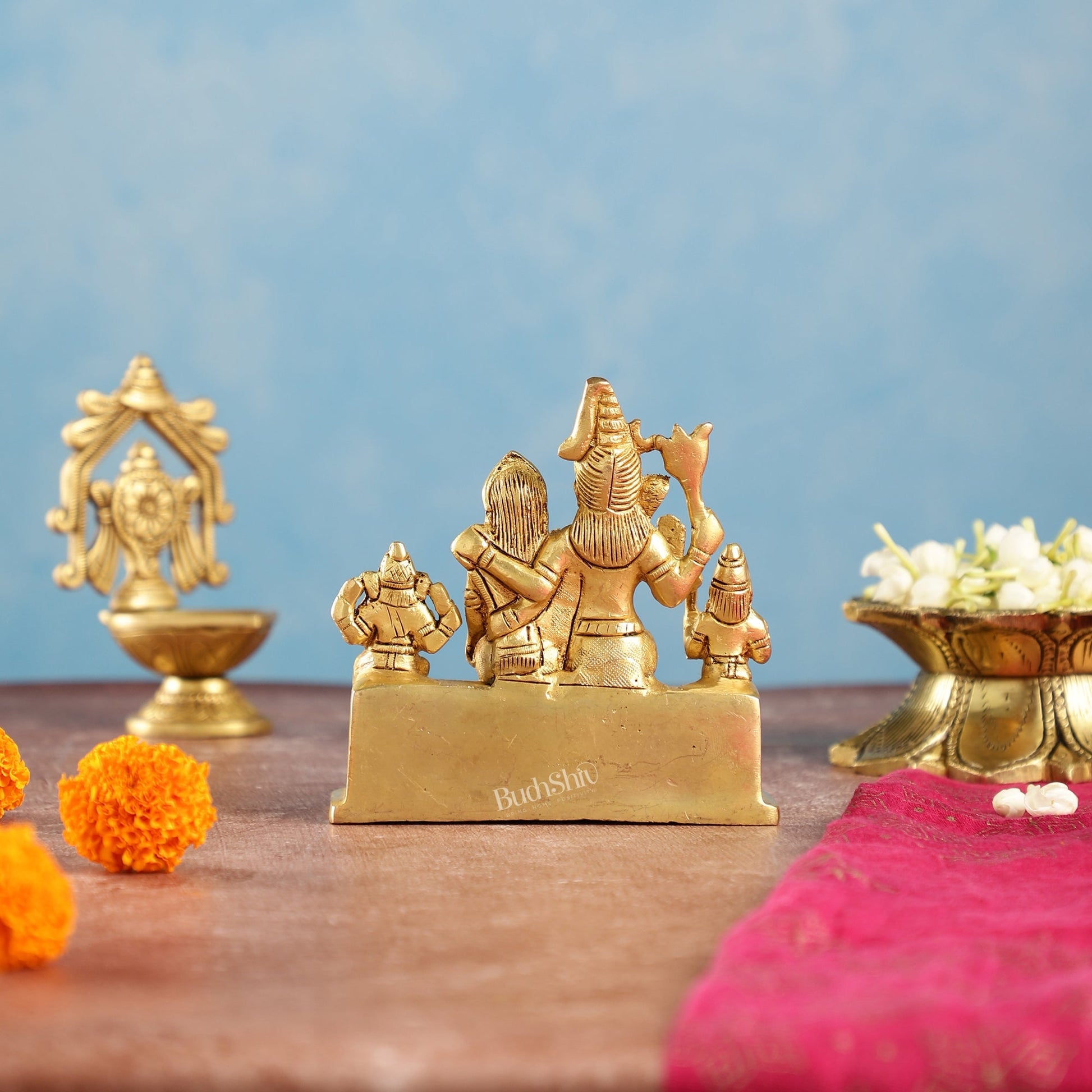 Divine Brass Shiv Parivar Statue 4"