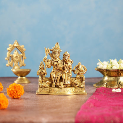 Divine Brass Shiv Parivar Statue 4"