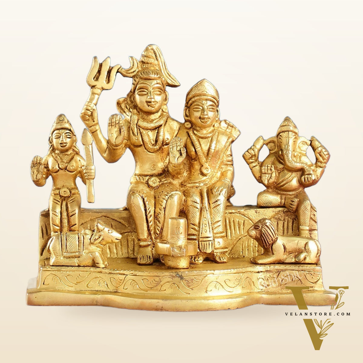 Divine Brass Shiv Parivar Statue 5"
