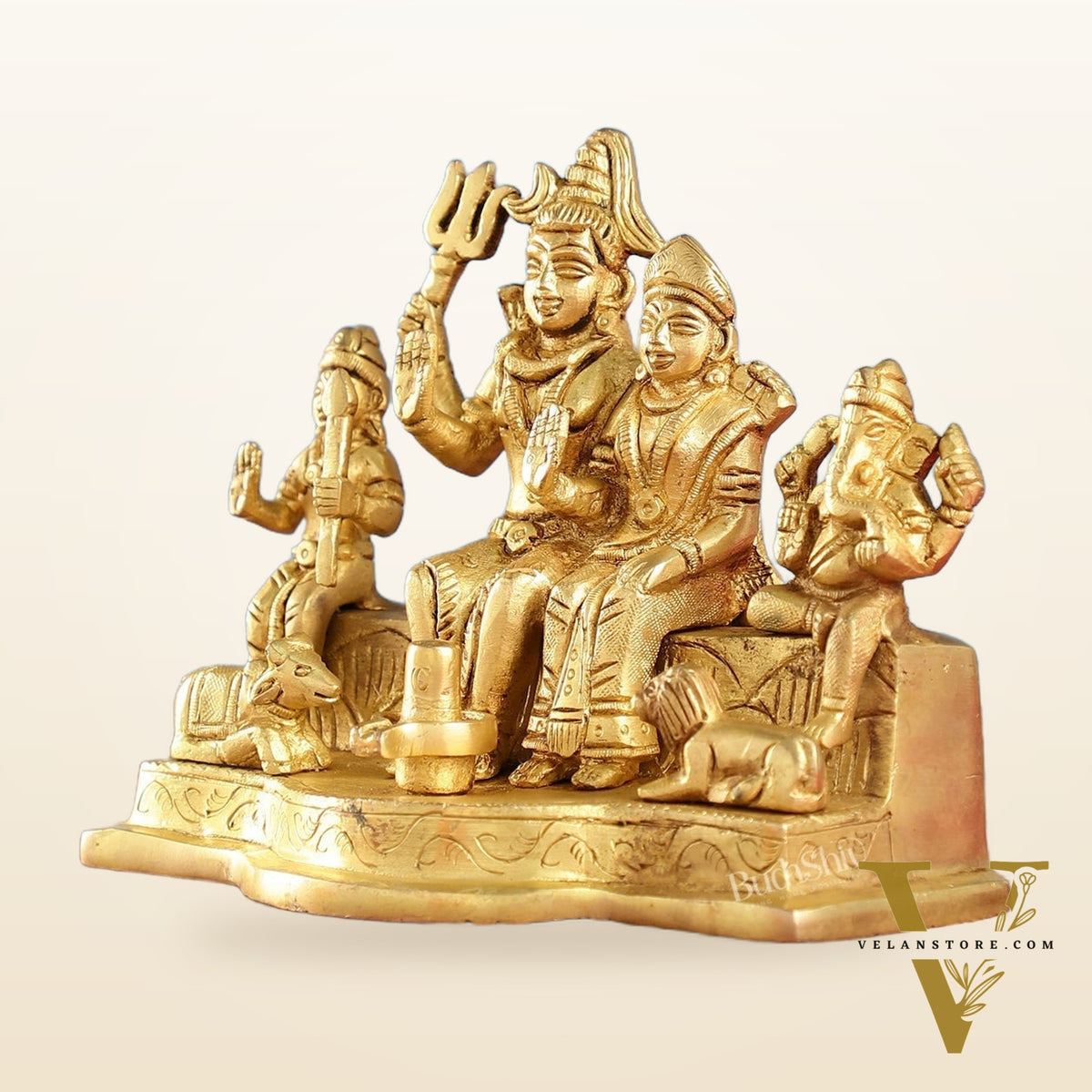 Divine Brass Shiv Parivar Statue 5"
