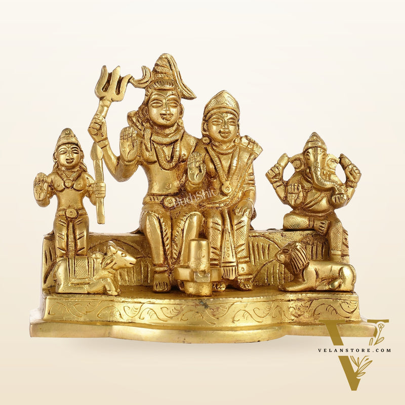 Divine Brass Shiv Parivar Statue 5"