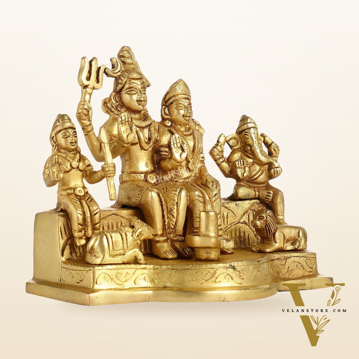 Divine Brass Shiv Parivar Statue 5"