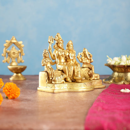 Divine Brass Shiv Parivar Statue 5"