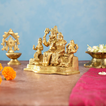 Divine Brass Shiv Parivar Statue 5"