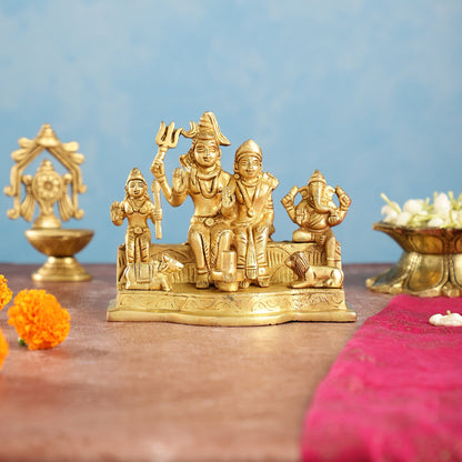 Divine Brass Shiv Parivar Statue 5"