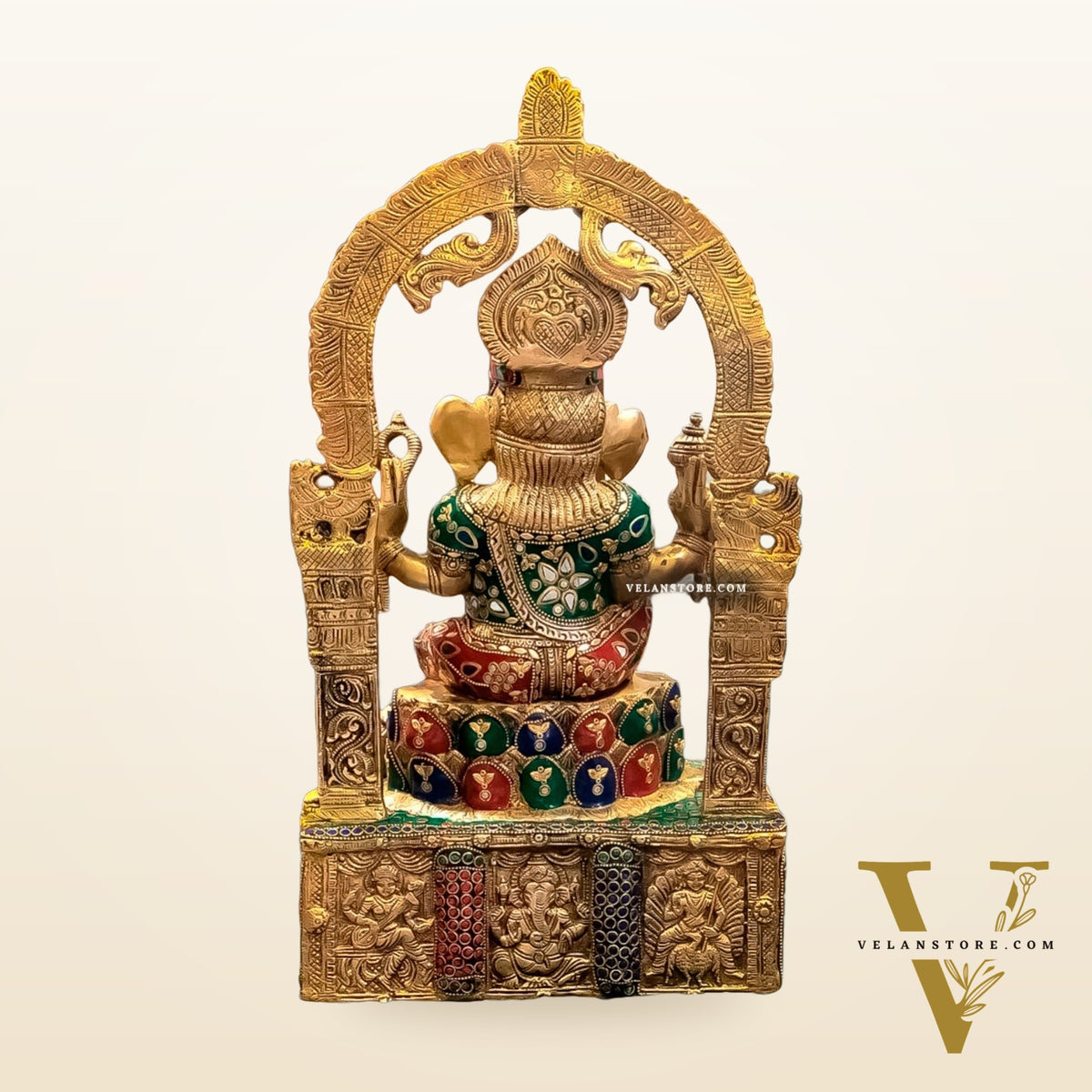 Divine Brilliance: Intricately Engraved Brass Ganesha Statue 20"