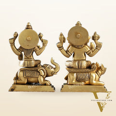 Divine Ganesha on Mouse and Lakshmi on Elephant Idols Pair | Height 5 inch