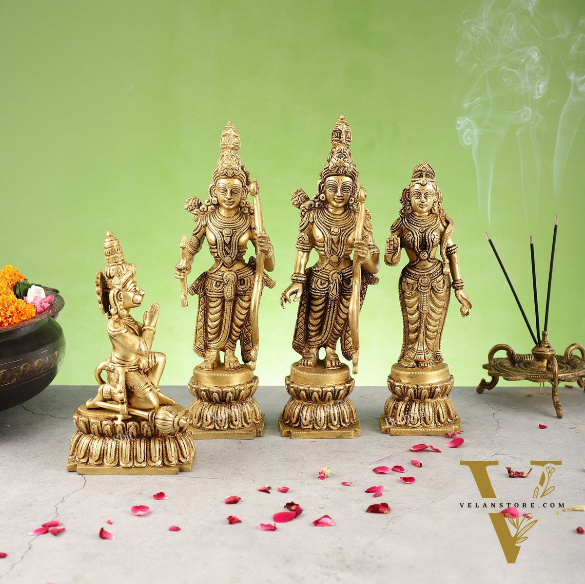 Divine Handcrafted Superfine Brass Ram Darbar Set 12 inch