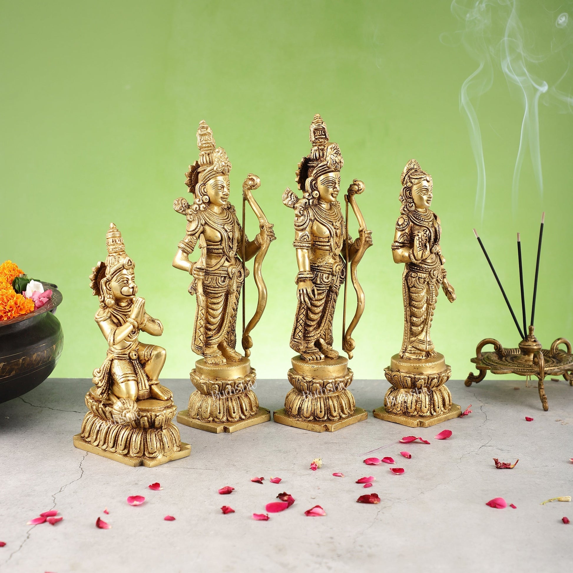 Divine Handcrafted Superfine Brass Ram Darbar Set 12 inch