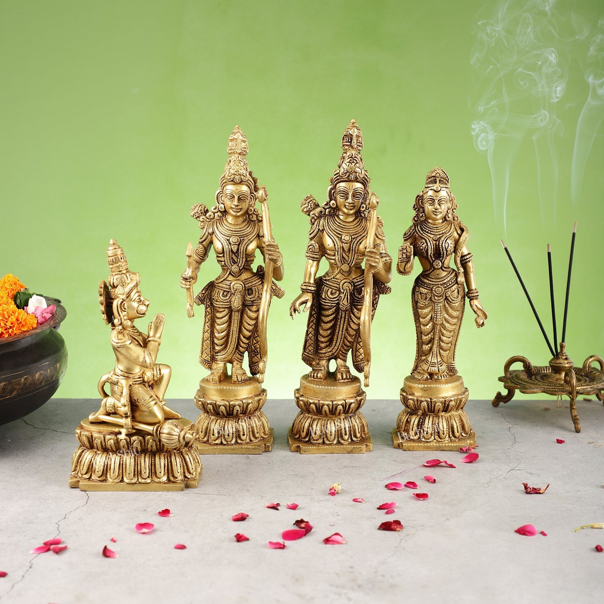 Divine Handcrafted Superfine Brass Ram Darbar Set 12 inch