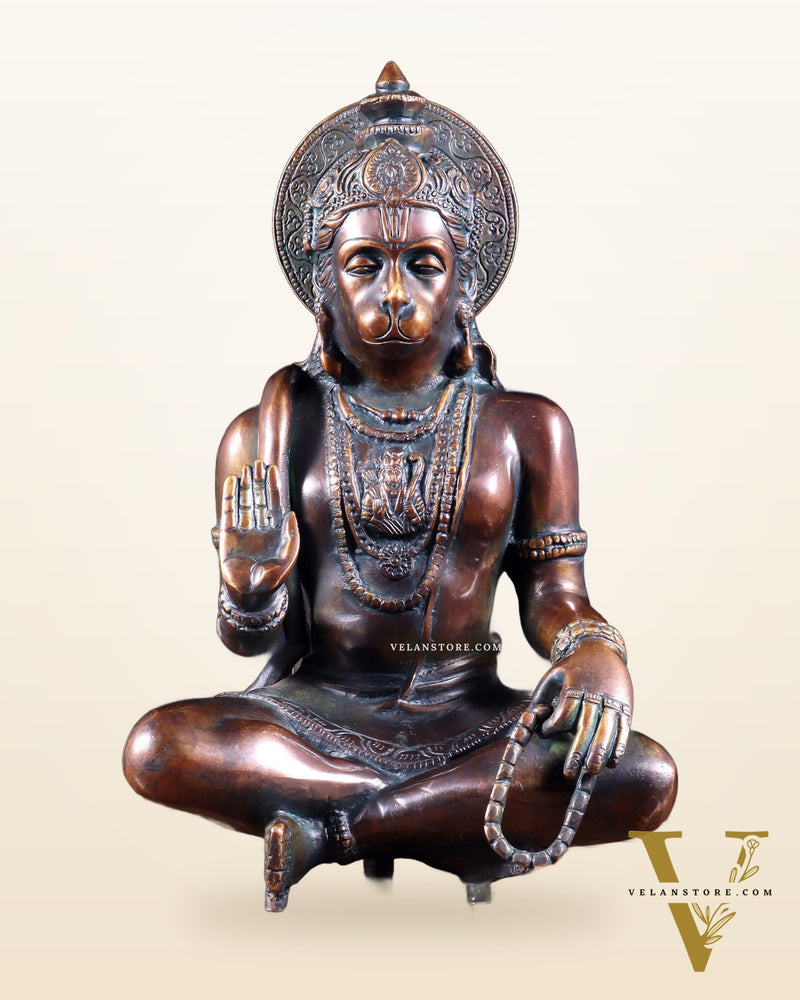Divine Hanuman Brass blessing statue | 11" bronze tone