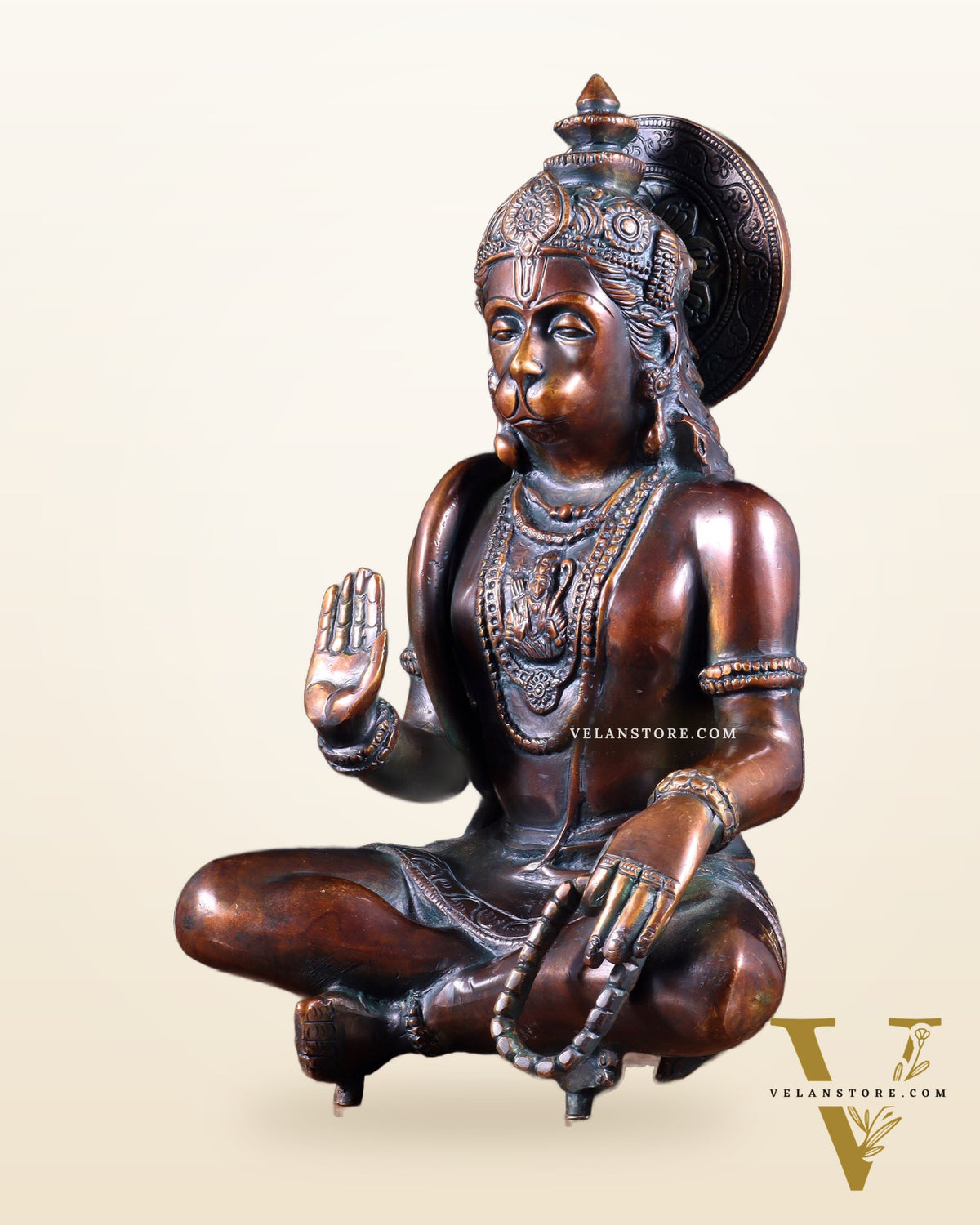 Divine Hanuman Brass blessing statue | 11" bronze tone