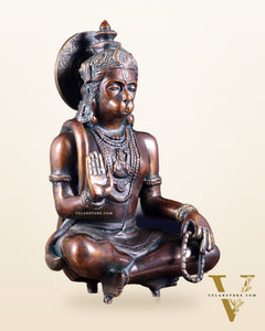 Divine Hanuman Brass blessing statue | 11" bronze tone