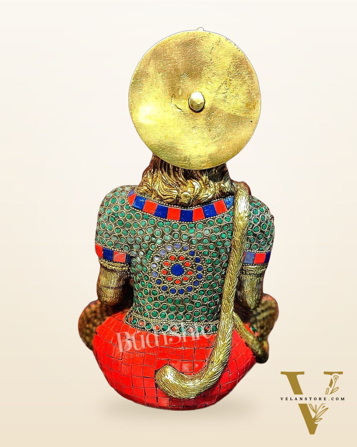 Divine Hanuman Brass Idol | Pure Brass with Stonework | 11"