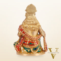 Divine Hanuman Idol in Pure Brass with Stonework 9 inch